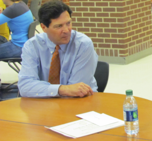 Often found in the cafeteria during lunch, Principal Gavan Goodrich will finish the school year before leaving for a new job in Colorado.