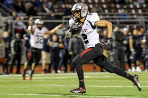 Aaron Fuller scores a touchdown for the Leopards.