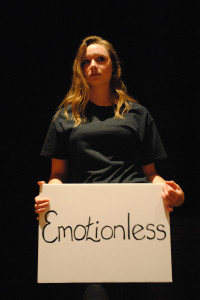 Senior Amy Bogucki depicts the effect of labels in the 2012 production of Hot Topic.