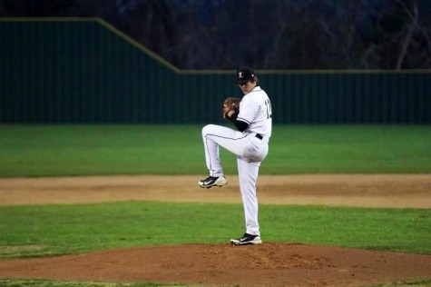 Alumni Logan Michaels in the midst of a scoreless streak for three baseball games in the 2013 season.