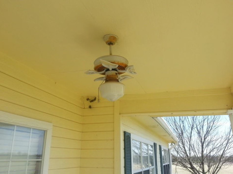 Even the outdoor ceiling fan was damaged in the storm.