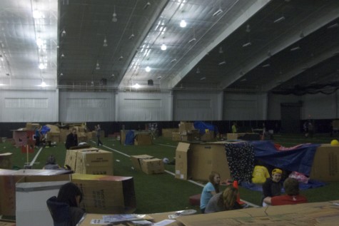  Students from all grade levels brought cardboard boxes into the indoor facility to raise awareness for homelessness.  This was the annual Cardboard Box City organized by the Lovejoy Key Club. 