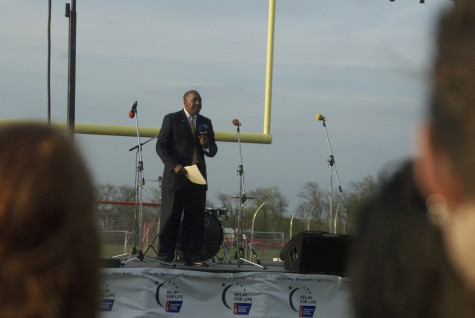 Fairview Mayor, Darion Culbertson, speaks at Relay for Life on Friday, April 11, 2014.