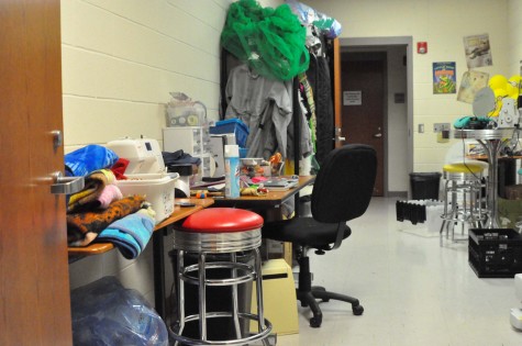 The sweing room is used to create costumes for school plays. 