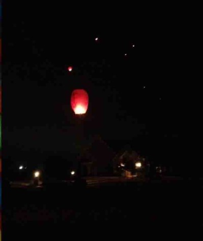 Lanterns in sky