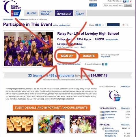 Students can sign up for Relay For life on the website. 
